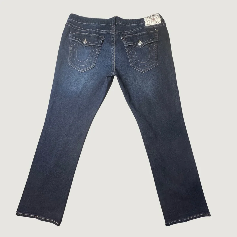 True Religion Jeans Mens 42 Blue Ricky Relaxed Straight Dark Wash Stretch Denim